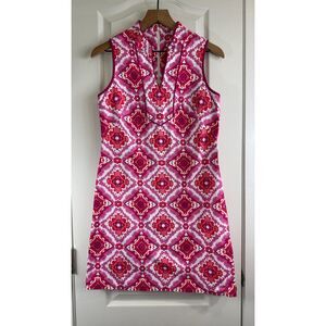 Kensie Women's Sleeveless Dress Pink Red White Print Stretch Cotton Size 4